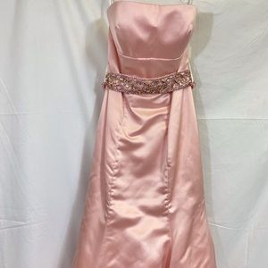 Sherri Hill simple light pink with beaded belt
